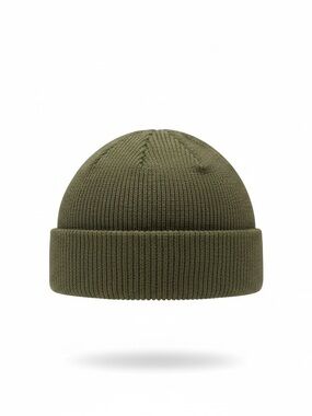 Olive Green Cuffed Knit Beanie - Unbranded